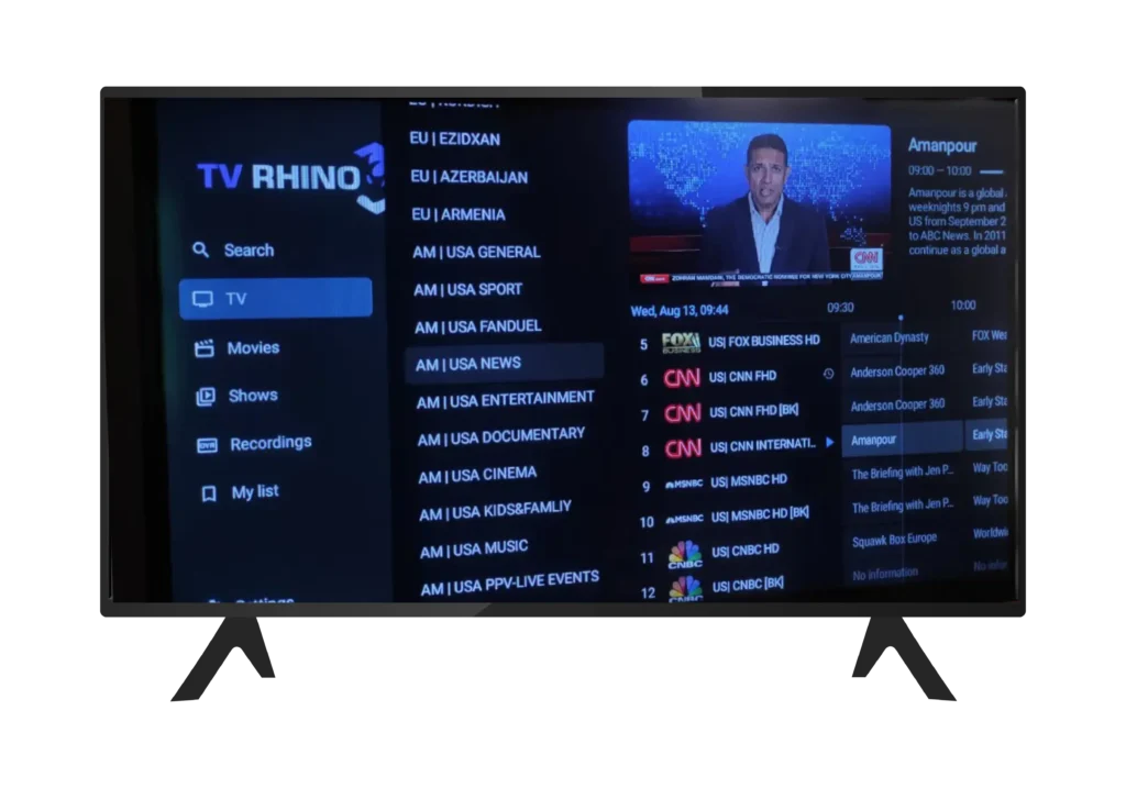 Rhino TV App Layout